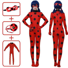Load image into Gallery viewer, Girls Miraculous Ladybug Marinette Halloween Cosplay Costume jumpsuit Mask+Bag