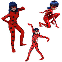 Load image into Gallery viewer, Girls Miraculous Ladybug Marinette Halloween Cosplay Costume jumpsuit Mask+Bag
