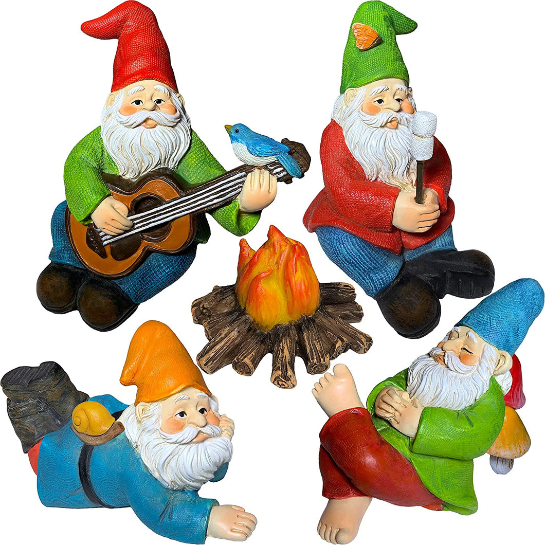 5pcs Miniature Garden Gnomes Camping Gnome Kit