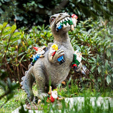 Load image into Gallery viewer, Dinosaur Eating Gnomes Garden Statues Art Decor