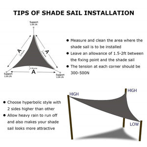 Outdoor Waterproof Triangular UV Sun Shade Sail