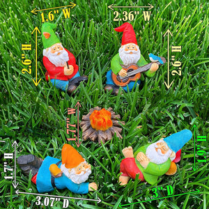 5pcs Miniature Garden Gnomes Camping Gnome Kit