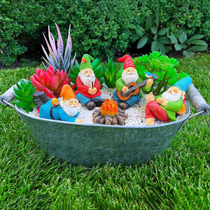5pcs Miniature Garden Gnomes Camping Gnome Kit