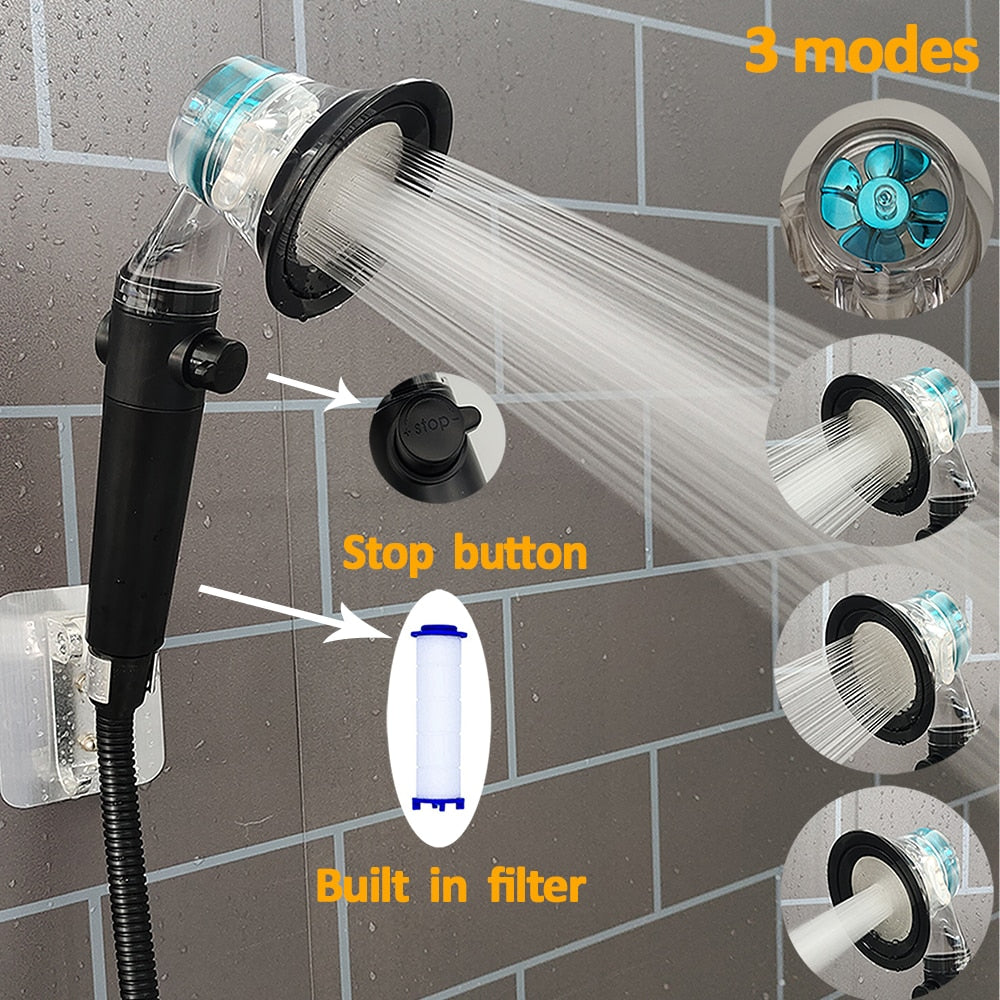 Propeller Bathroom Shower Head High Pressure Water Saving Shower Head