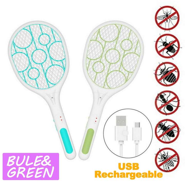 USB Rechargeable Electric Mosquito Swatter Insect Fly Bug Killer with LED Light