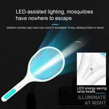 Load image into Gallery viewer, USB Rechargeable Electric Mosquito Swatter Insect Fly Bug Killer with LED Light