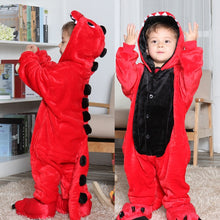 Load image into Gallery viewer, Children&#39;s Pajamas Cartoon New Jumpsuit Flannel Dinosaur Animal Play Suit