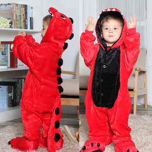 Children's Pajamas Cartoon New Jumpsuit Flannel Dinosaur Animal Play Suit