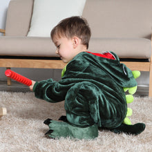 Load image into Gallery viewer, Children&#39;s Pajamas Cartoon New Jumpsuit Flannel Dinosaur Animal Play Suit