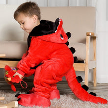 Load image into Gallery viewer, Children&#39;s Pajamas Cartoon New Jumpsuit Flannel Dinosaur Animal Play Suit