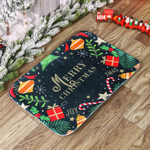 Christmas Door Mat Santa Claus Flannel Outdoor Carpet