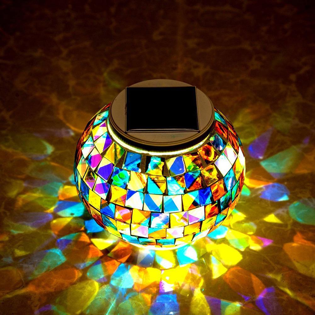 Waterproof Solar Table Color Changing Mosaic Glass Ball Lights