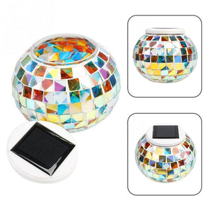 Waterproof Solar Table Color Changing Mosaic Glass Ball Lights
