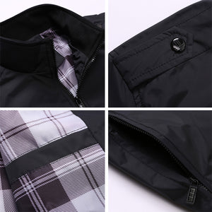 Mens Jackets Solid Color Stand Collar Slim Bomber Jackets