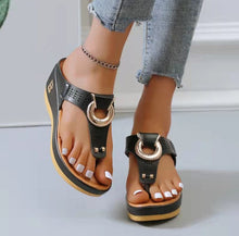 Load image into Gallery viewer, Womens Boho Open Toe Wedge Beach Sandals