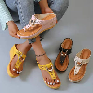 Womens Boho Open Toe Wedge Beach Sandals