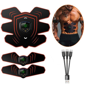 EMS Muscle Electro Stimulator Abdominal Muscle Toner Abs Trainer with LCD Display USB Rechargeable Fitness Training Gear Ab Belt