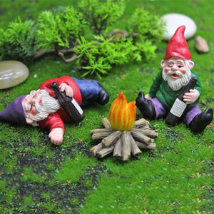 4Pcs Mini Drunk Garden Gnome Dwarfs Funny Resin Statue Decoration