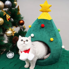 Load image into Gallery viewer, Christmas tree shape Kennel Winter Warm Nest Soft Foldable Pet Dog Cat Bed