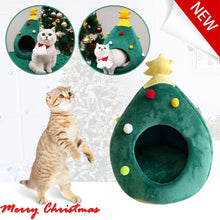 Load image into Gallery viewer, Christmas tree shape Kennel Winter Warm Nest Soft Foldable Pet Dog Cat Bed