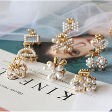 Load image into Gallery viewer, Mini Pearl Hair Claw for Women Girls Retro Rhinestone Flower Crab Claw Clip