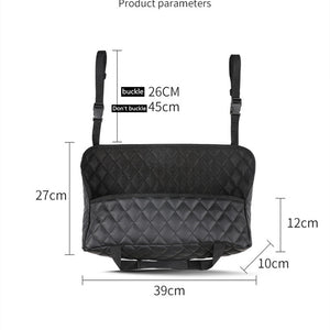 Black PU Leather Handbag Holding For Car Seat Storage