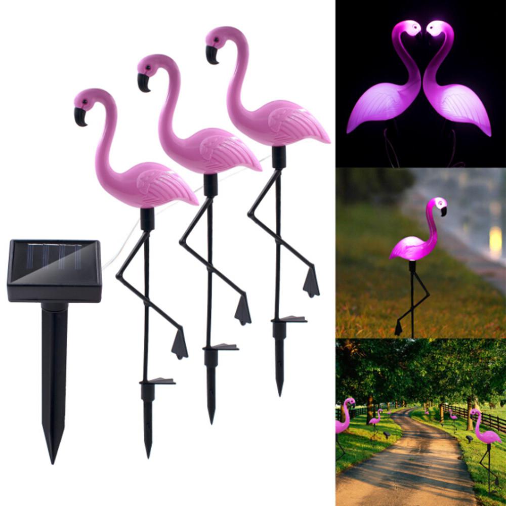 3pcs/set LED Garden Light Solar Powered Flamingo Lawn Lamp For Outdoor Garden Decorative