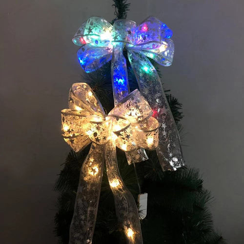 2 Pieces Christmas Tree Bow LED Ribbon Bows