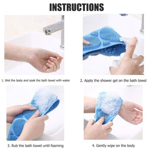 Silicone Back Scrubber Body Exfoliating Massage For Shower Strap