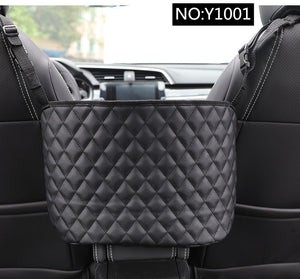 Black PU Leather Handbag Holding For Car Seat Storage