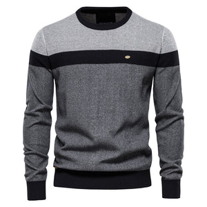 Spliced Cotton Sweater Men Casual O-neck High Quality Pullover Knitted Sweaters