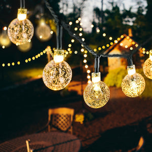 Solar LED Crystal Ball String Light 10M Waterproof Fairy Lights Garden Lawn Tree Outdoor Decoration