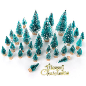 34 Pcs Mini Christmas Tree Snow Frost Small Pine Tree DIY Craft Decoration