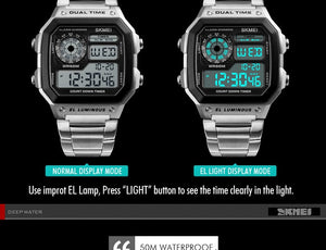 SKMEI Business Men Watches Waterproof Sport Watch Stainless Steel Digital Wristwatches