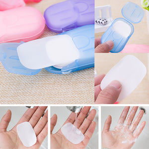 20pcs/box Portable Outdoor Travel Soap Paper Washing Hand Bath Clean Scented Slice Sheets Disposable Boxes Soap Mini Paper Soap