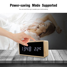 Load image into Gallery viewer, Wooden Alarm Night Light Clock LED Display Mirror Temperature Digital Watch Electronic Watch