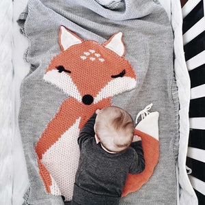 Rabbit Fox Knitted Baby Cartoon Animal Blanket