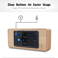 Load image into Gallery viewer, Wooden Alarm Night Light Clock LED Display Mirror Temperature Digital Watch Electronic Watch