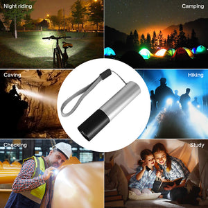 USB Rechargable Mini LED Flashlight 3 Lighting Mode Waterproof Torch Telescopic Zoom Stylish Portable Suit