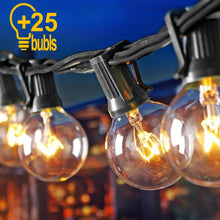 Load image into Gallery viewer, 25Ft G40 Globe Bulb String Lights With 25 Clear Ball Vintage Bulbs Indoor/Outdoor Hanging Umbrella Patio String Lighting