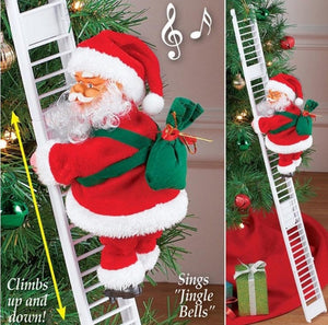 Electric Climbing Ladder Santa Claus Christmas Figurine Ornament Xmas Party DIY Crafts