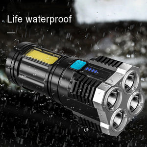 4-core Super Bright Flashlight Rechargeable Outdoor Multi-function COB Light