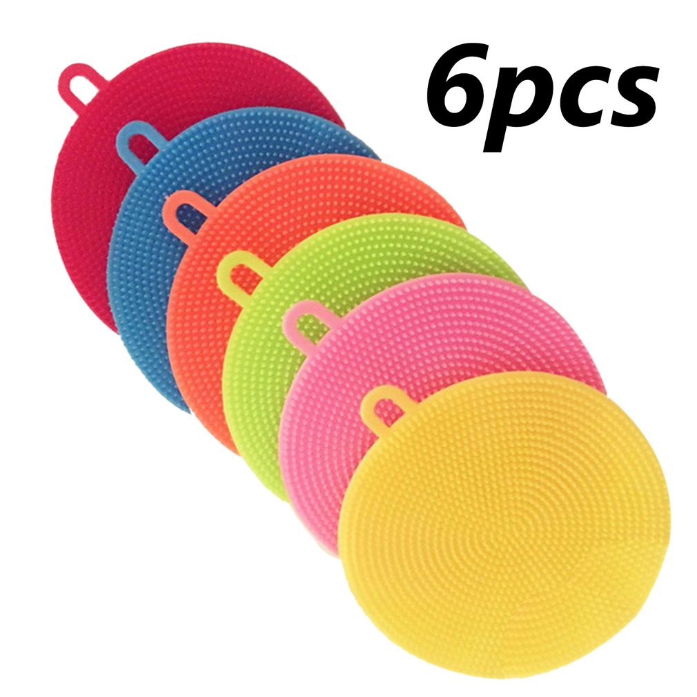 6Pcs Silicone Cleaning Brushes Soft Silicone Scouring Pad