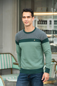 Spliced Cotton Sweater Men Casual O-neck High Quality Pullover Knitted Sweaters