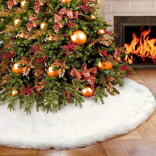 White Plush Christmas Tree Skirts Fur Carpet Merry Christmas Decoration