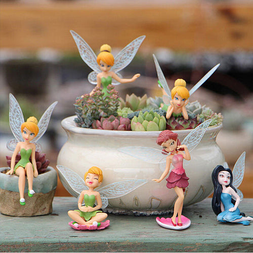 6Pcs Flower Fairy Pixie Fly Wing Family Miniature Artificial Garden Ornament
