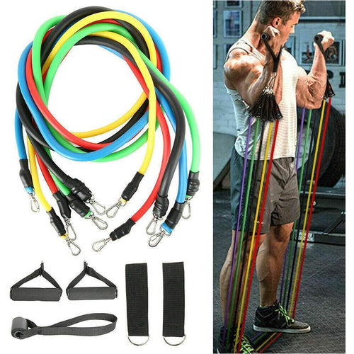 11 Pcs Resistance Bands Set Training Exercise Yoga Tubes Pull Rope Equipment With Bag