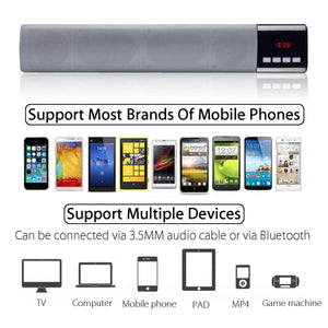 Portable Wireless HiFi Bluetooth Soundbar Speaker with Clock