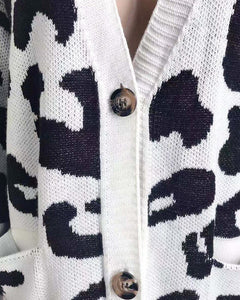 Women'S Long Sleeve Sweaters Long Leopard Cardigan