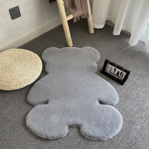 Soft Area Rug Bear Shape Faux Fur Fluffy Carpet